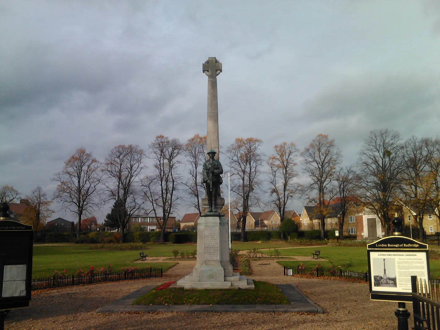 The Ilford War Memorial gardens on Eastern Avenue, Newbury Park, where the borough's civic service is held